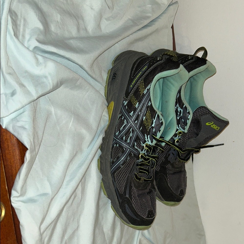 ASICS Women's Black and Teal Athletic Shoes